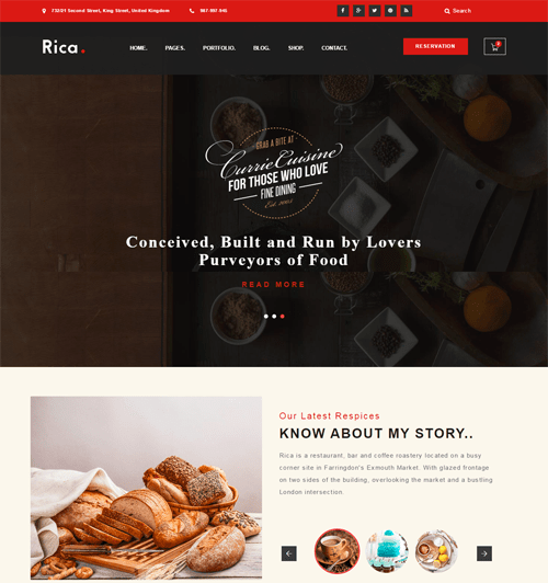rica restaurant wordpress theme